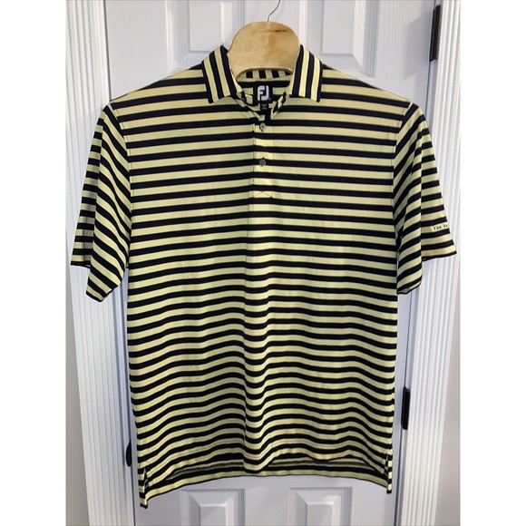 FootJoy Shirts Footjoy Golf Polo Short Sleeve Yellow Black Stripes
